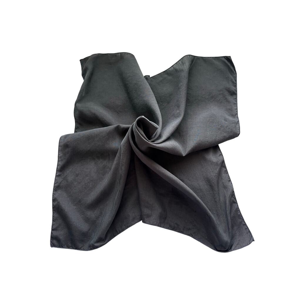 Ray Strauss Vintage 100% Silk Solid Black Square Scarf 20 X 20 Minimalist 70s